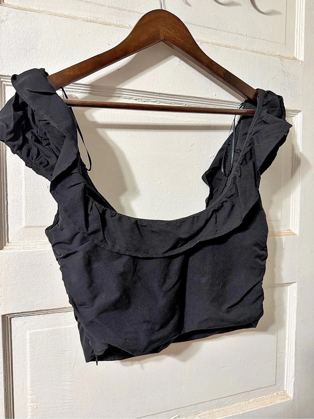 NWT Zara Flowing Off Shoulder Cropped Top Black Medium
